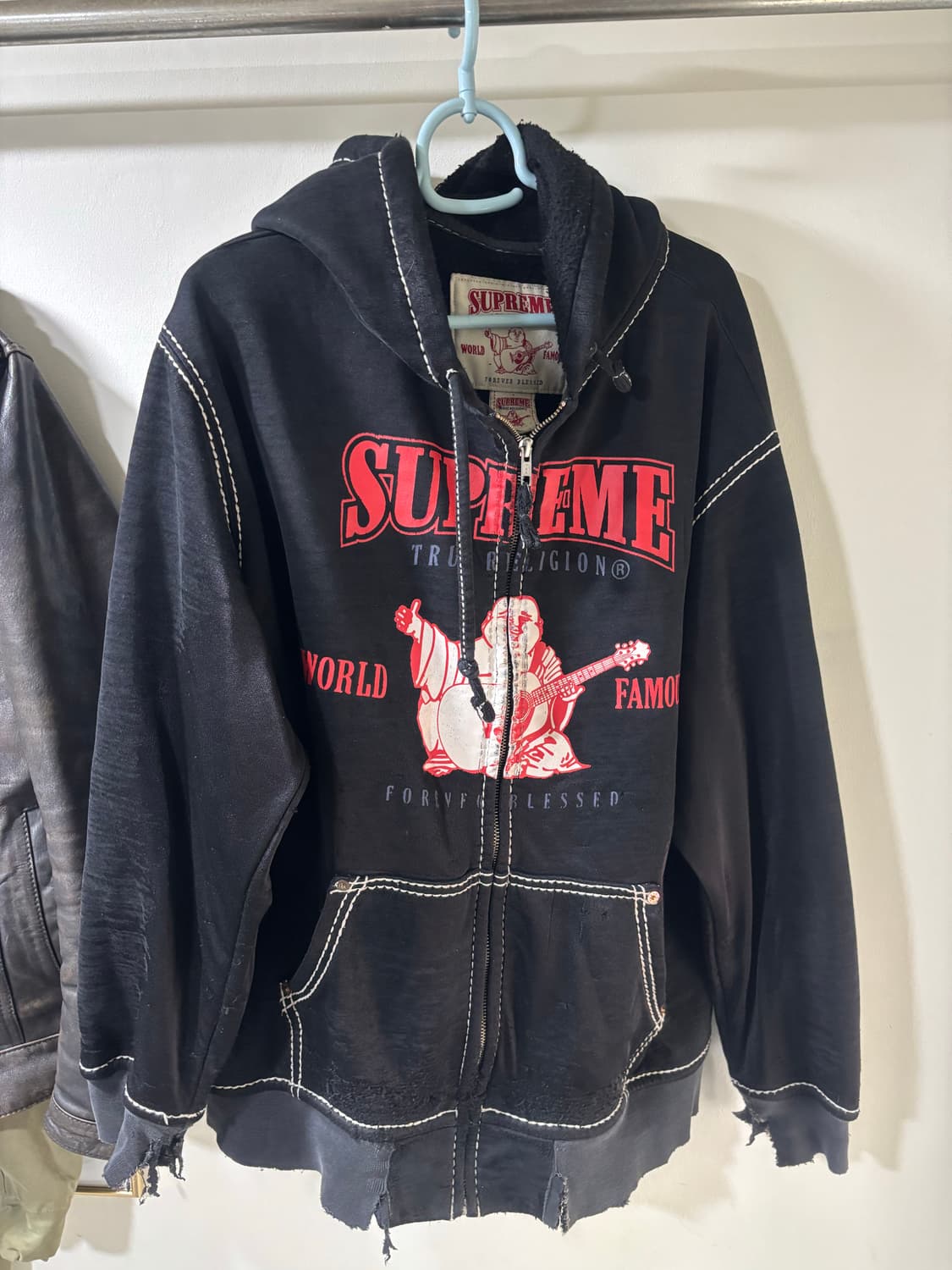 슈프림 x 트루 릴리전 집업 후드 스웨트셔츠 블랙 - 21FW 상품이미지1