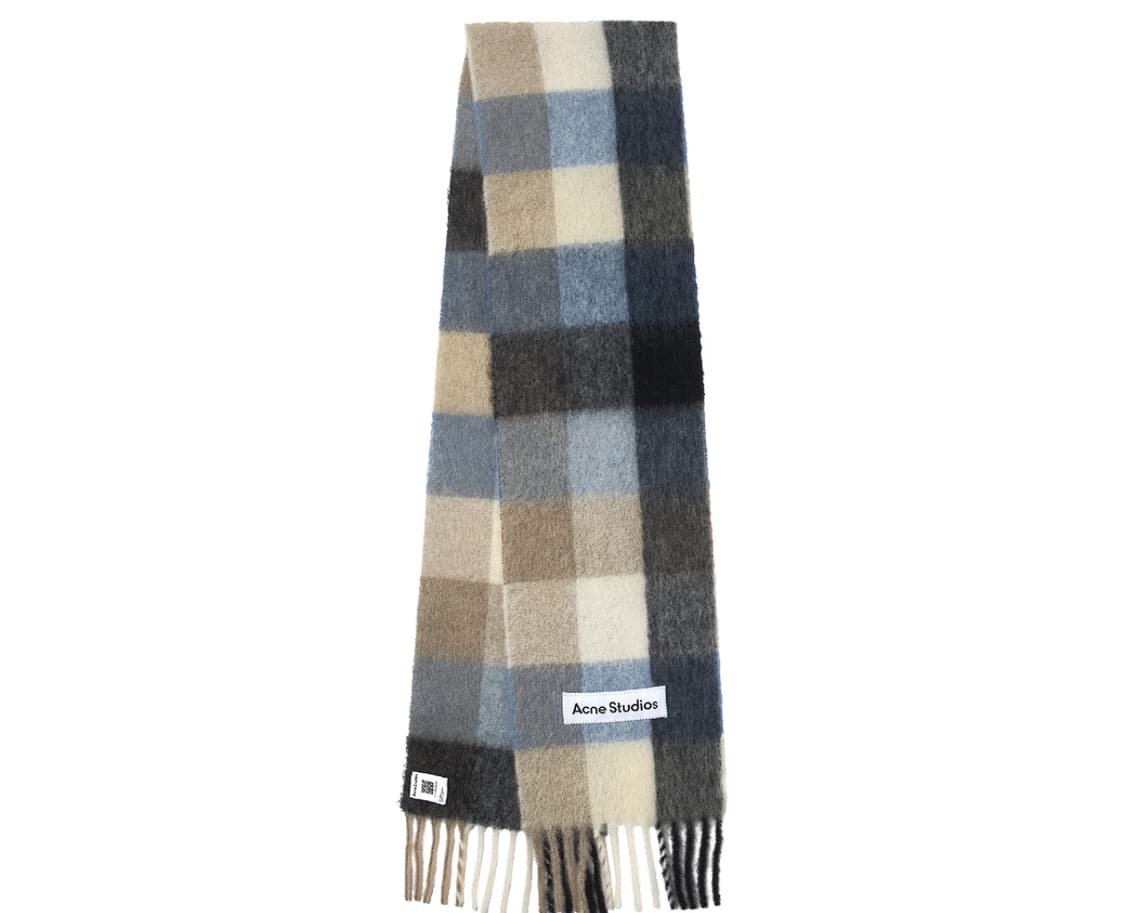 아크네 스튜디오 모헤어 체크 머플러 블루 베이지 블랙 상품이미지1