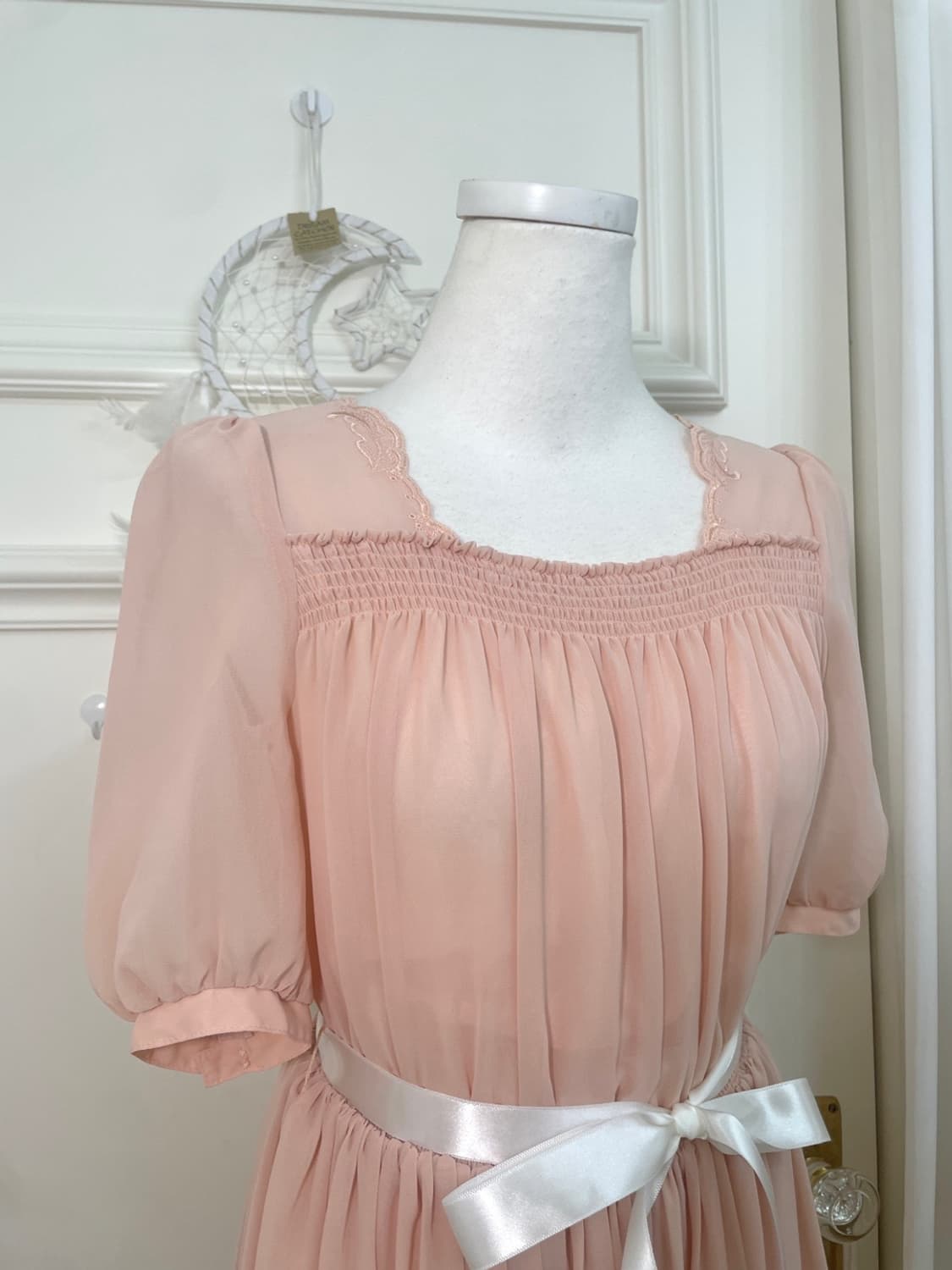 coral shirring under embroidery chiffon 상품이미지6