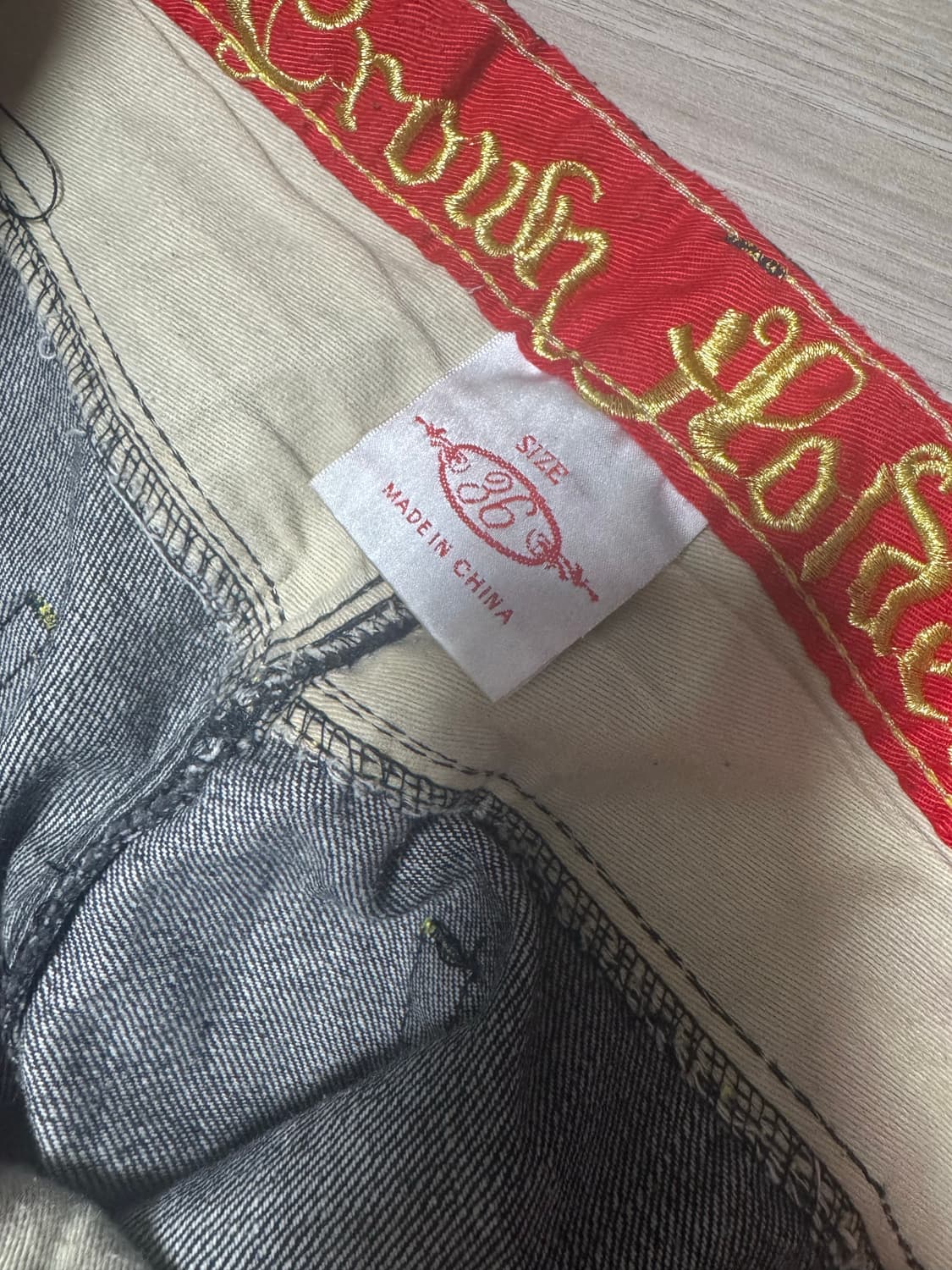 크라운홀더 자수 흑청 데님팬츠 상품이미지2