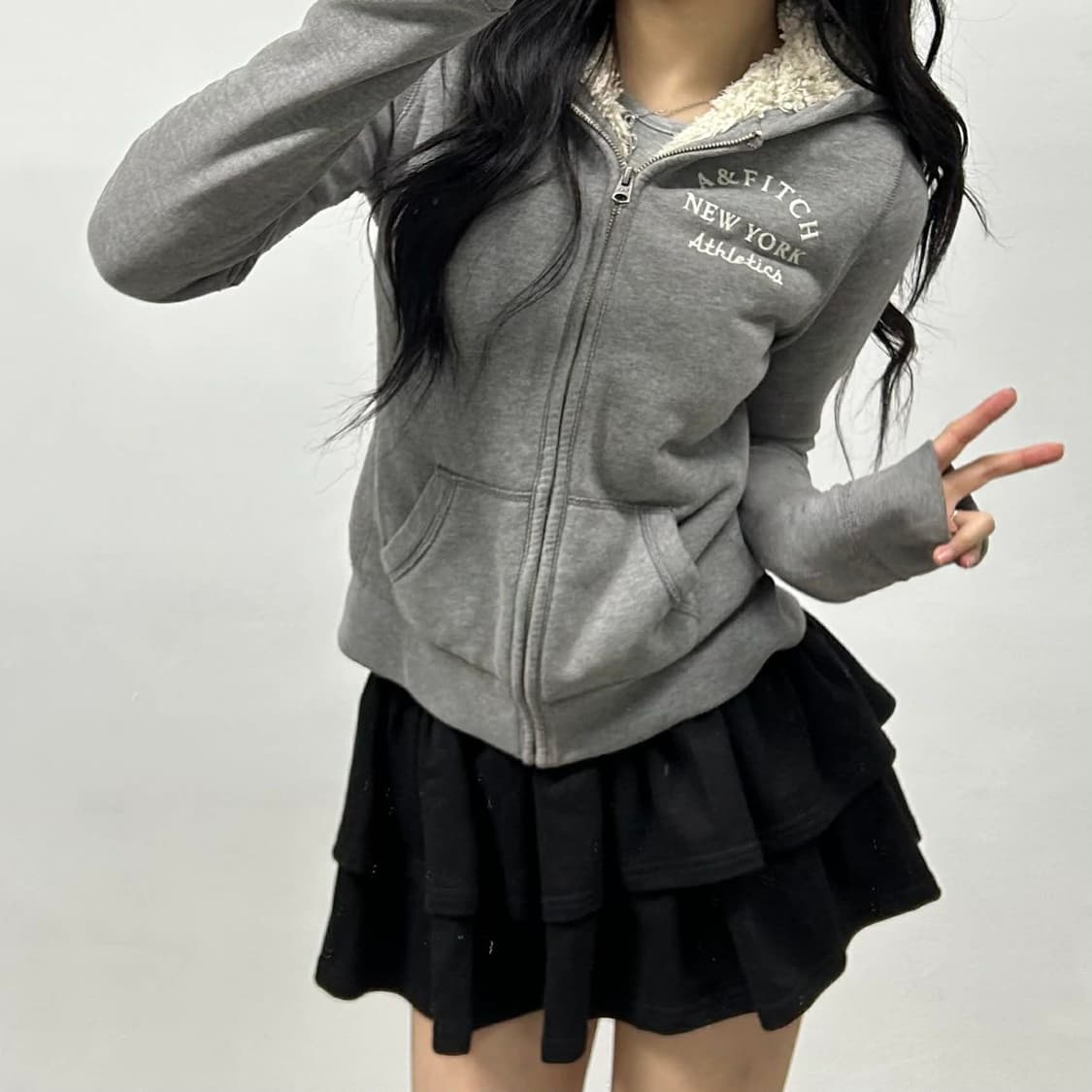 아베크롬비 y2k 여리핏 양털 울프죠 걸즈 자켓 후드집업 희귀져지(M) 상품이미지1