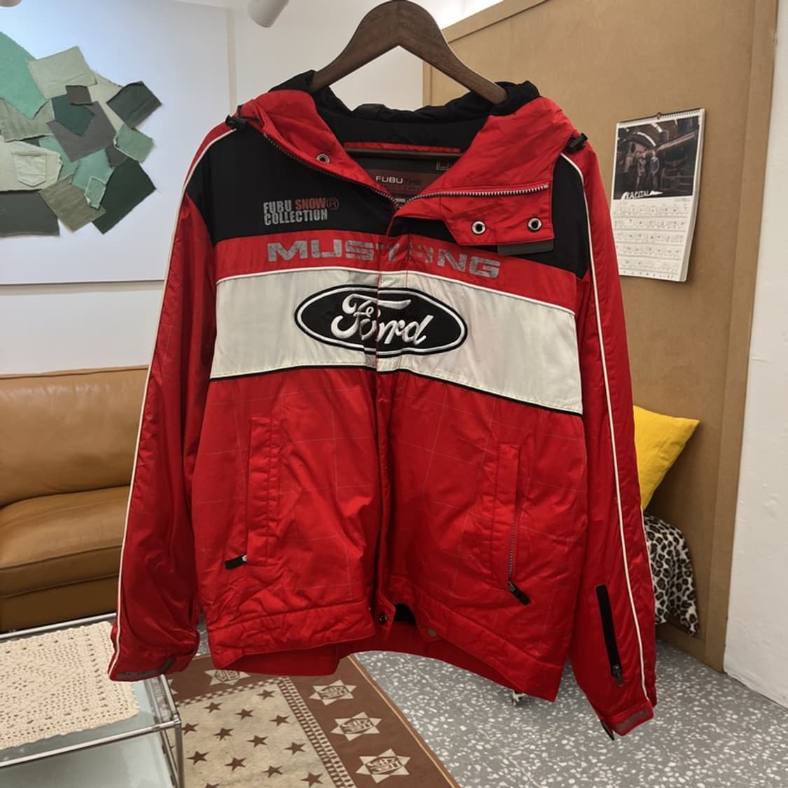 푸부 올드스쿨 레트로 포드 머스탱 레이싱 바람막이 자켓 L C10432 상품이미지3