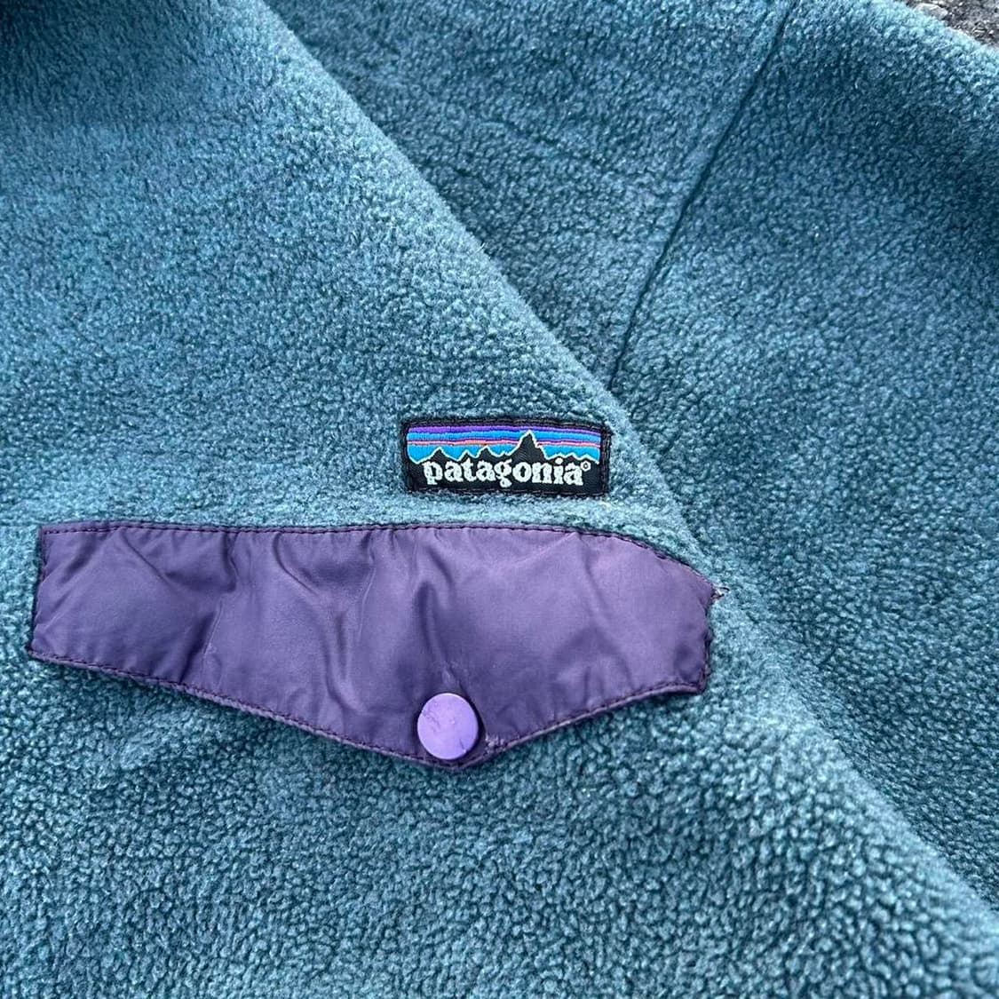 90s 자메이카 파타고니아 신칠라 스냅-T 블루그린/퍼플 상품이미지2