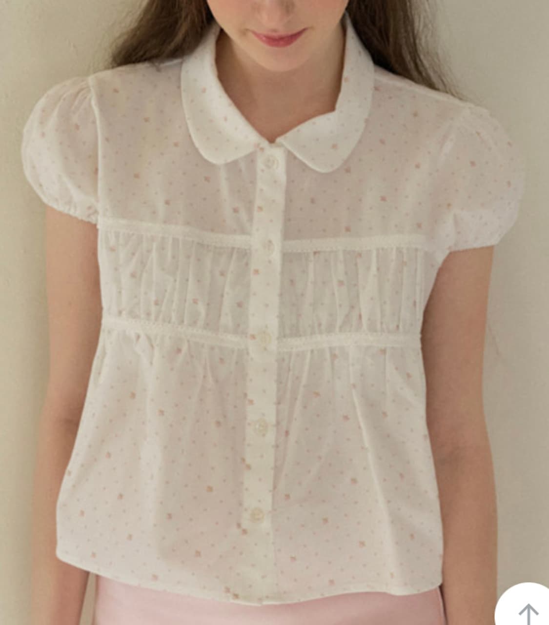 새상품) 레터프롬문 셔링 볼륨 블라우스 플라워 상품이미지2