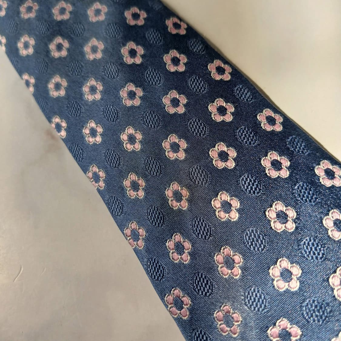 셀린느 실크 블루 플라워 자수 넥타이 9cm B등급 E908 상품이미지10