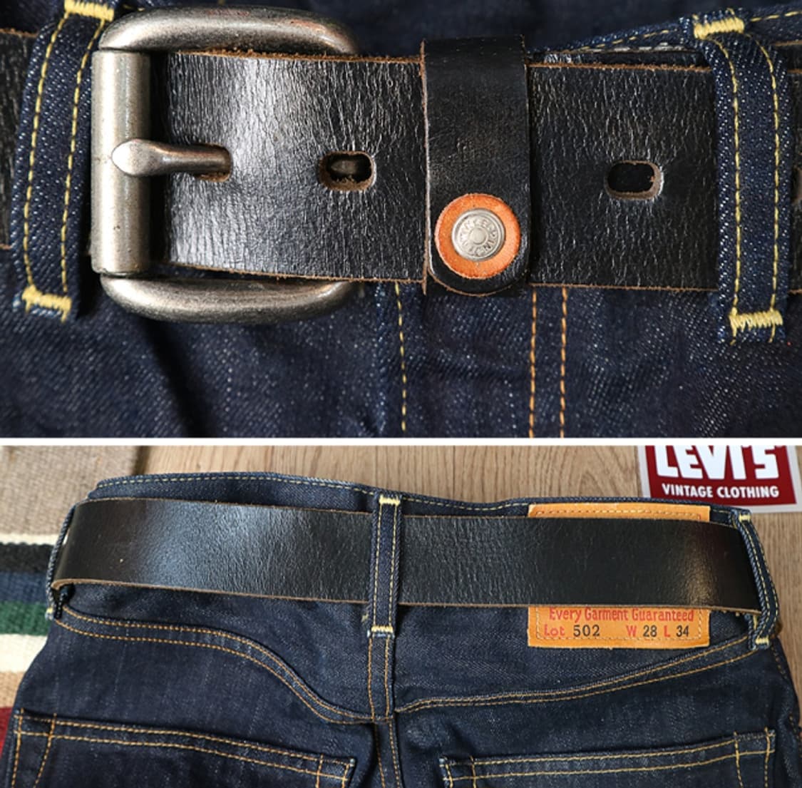 일본판 EDWIN 에드윈 두툼 튼튼한 소가죽 벨트 29-32 상품이미지8