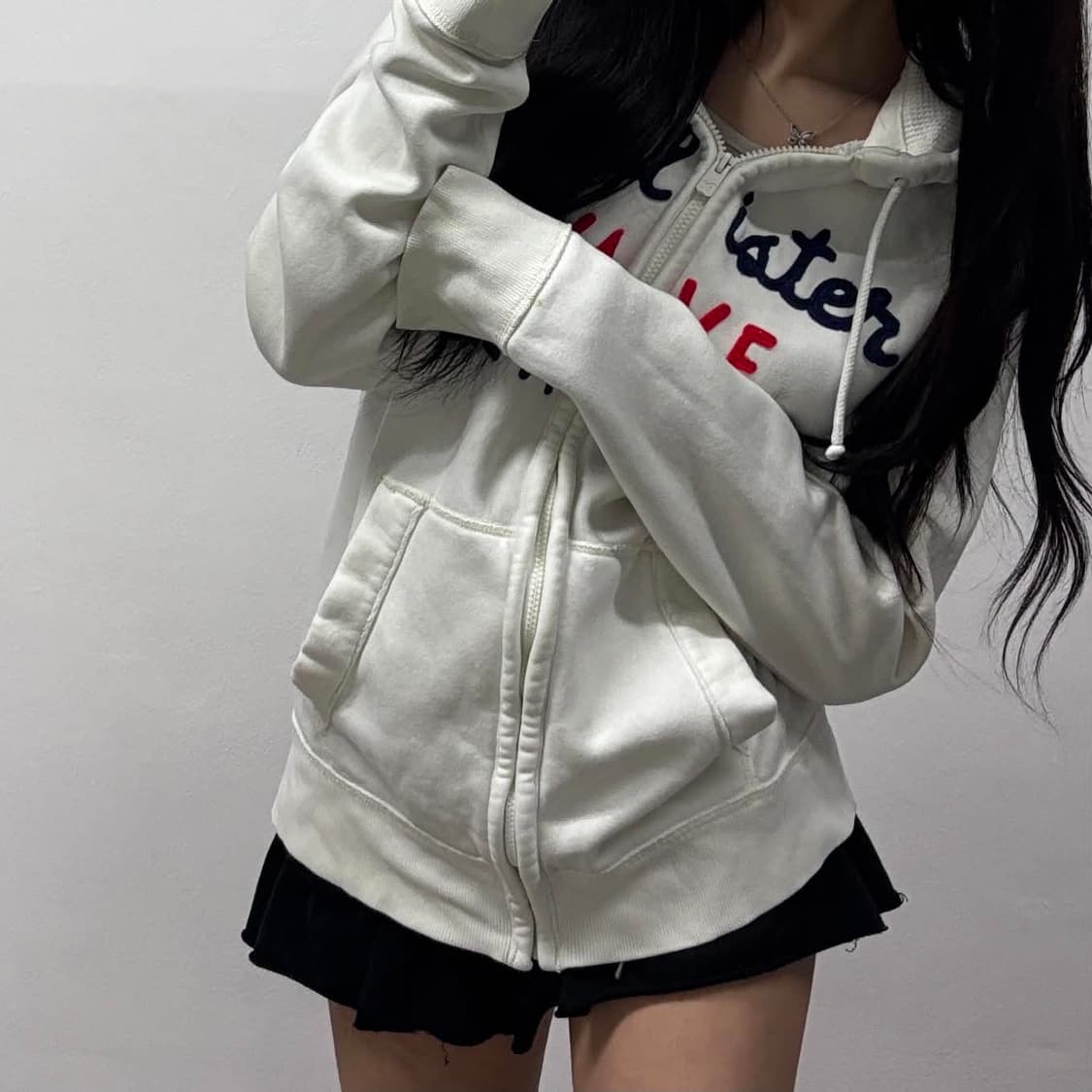 홀리스터 y2k 화이트 올드스쿨 스웻 후드집업 희귀져지(L) 상품이미지1
