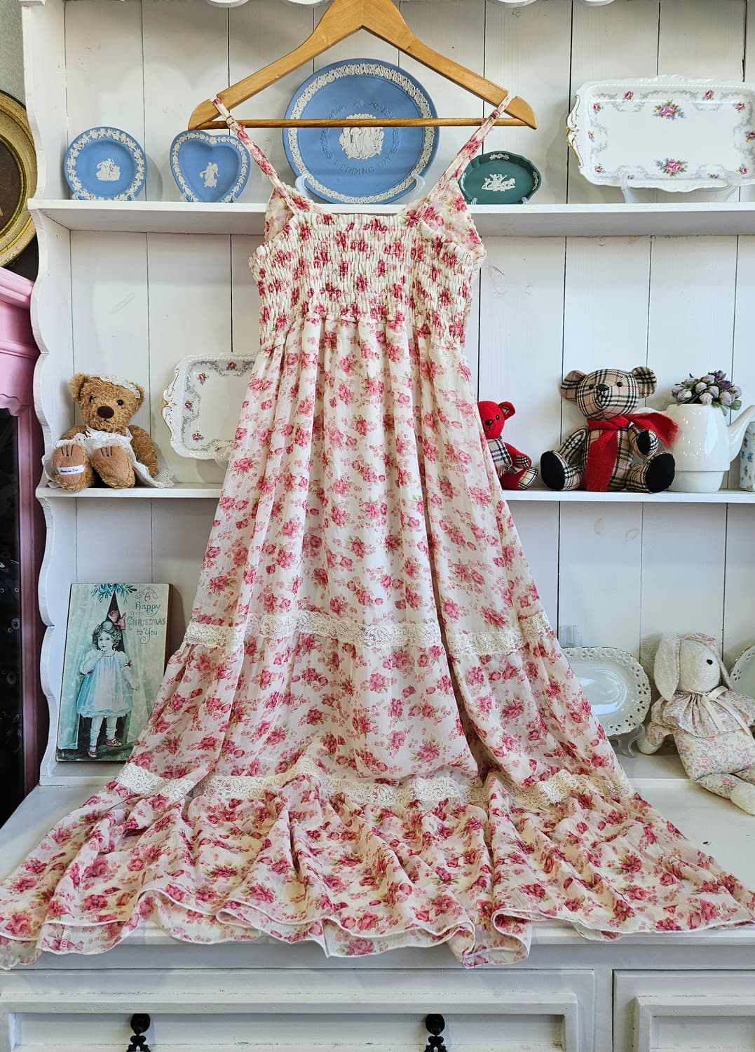 쉐비플라워 레이스 롱 원피스 상품이미지5