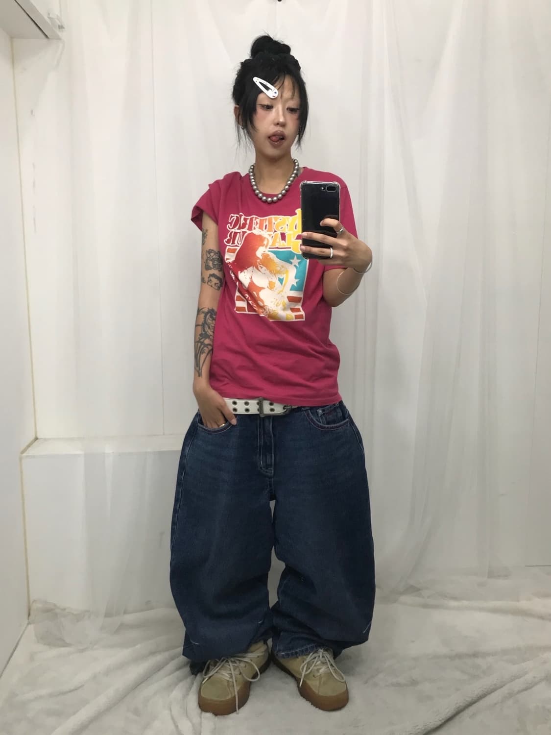< Hysteric Glamour His girl Pink T-shirt 상품이미지2