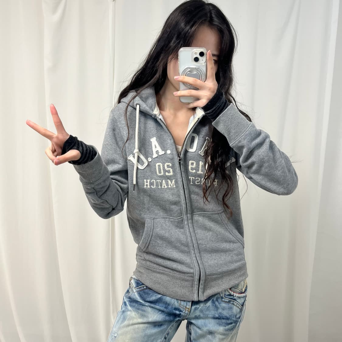 WHO.A.U Gray Hoodie Zip-up 상품이미지2