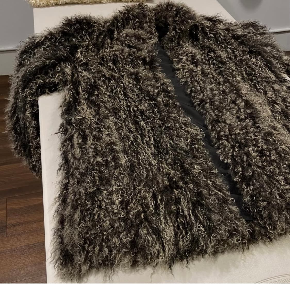 브라운 시어링 퍼 코트 상품이미지4