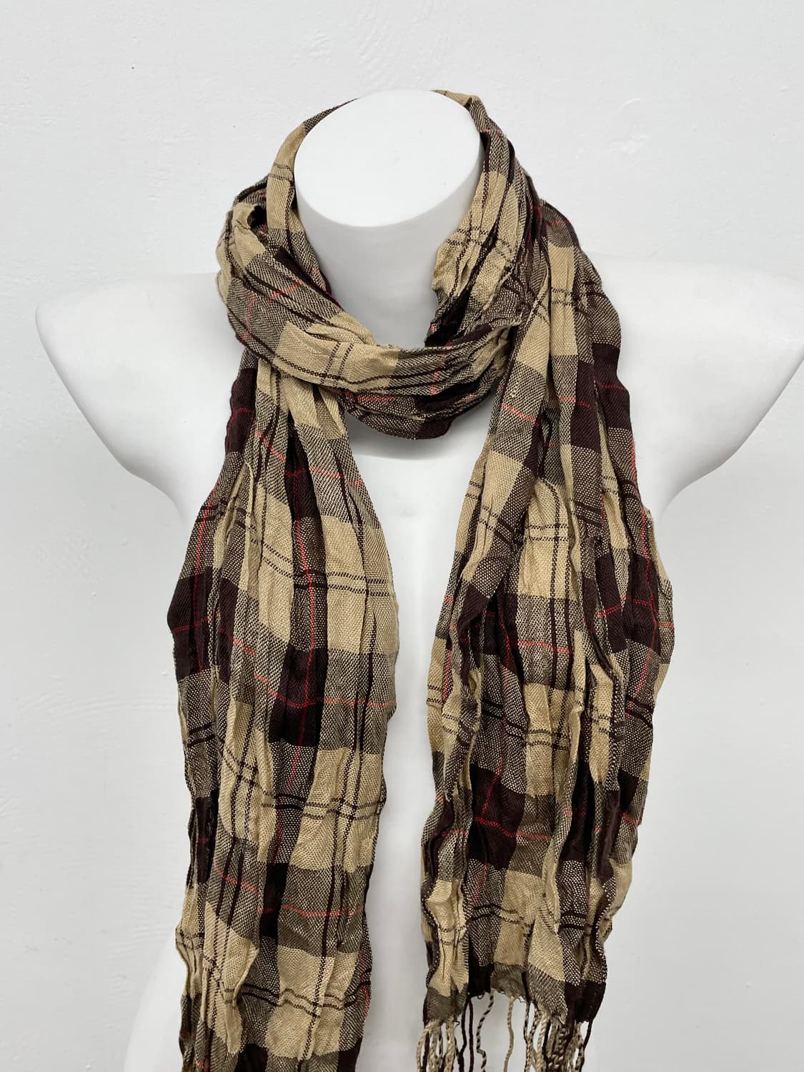 라떼 브라운 체크 수술 머플러  상품이미지2