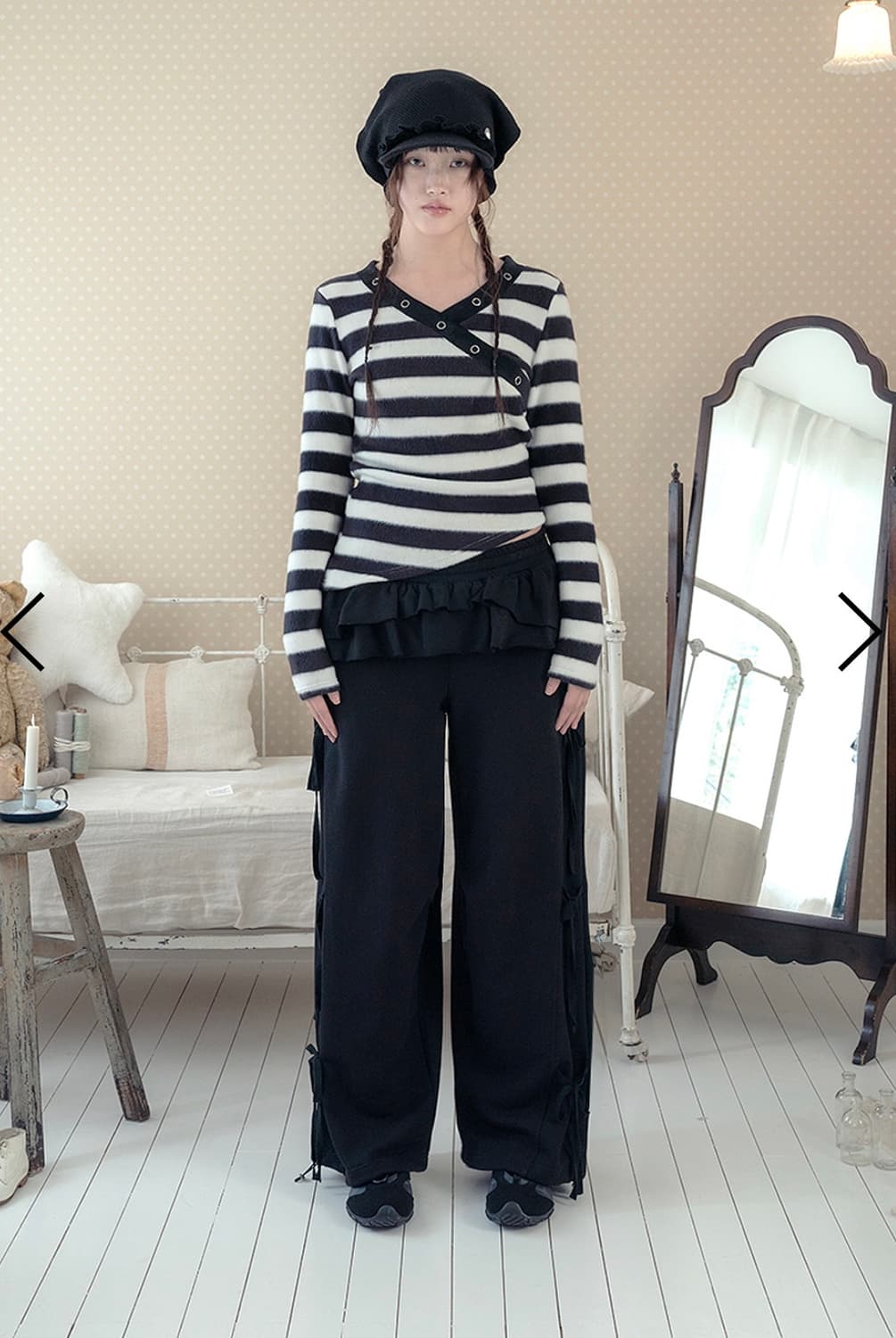 (품절상품)허그유어스킨 스트라이프 브이넥 니트 상품이미지2