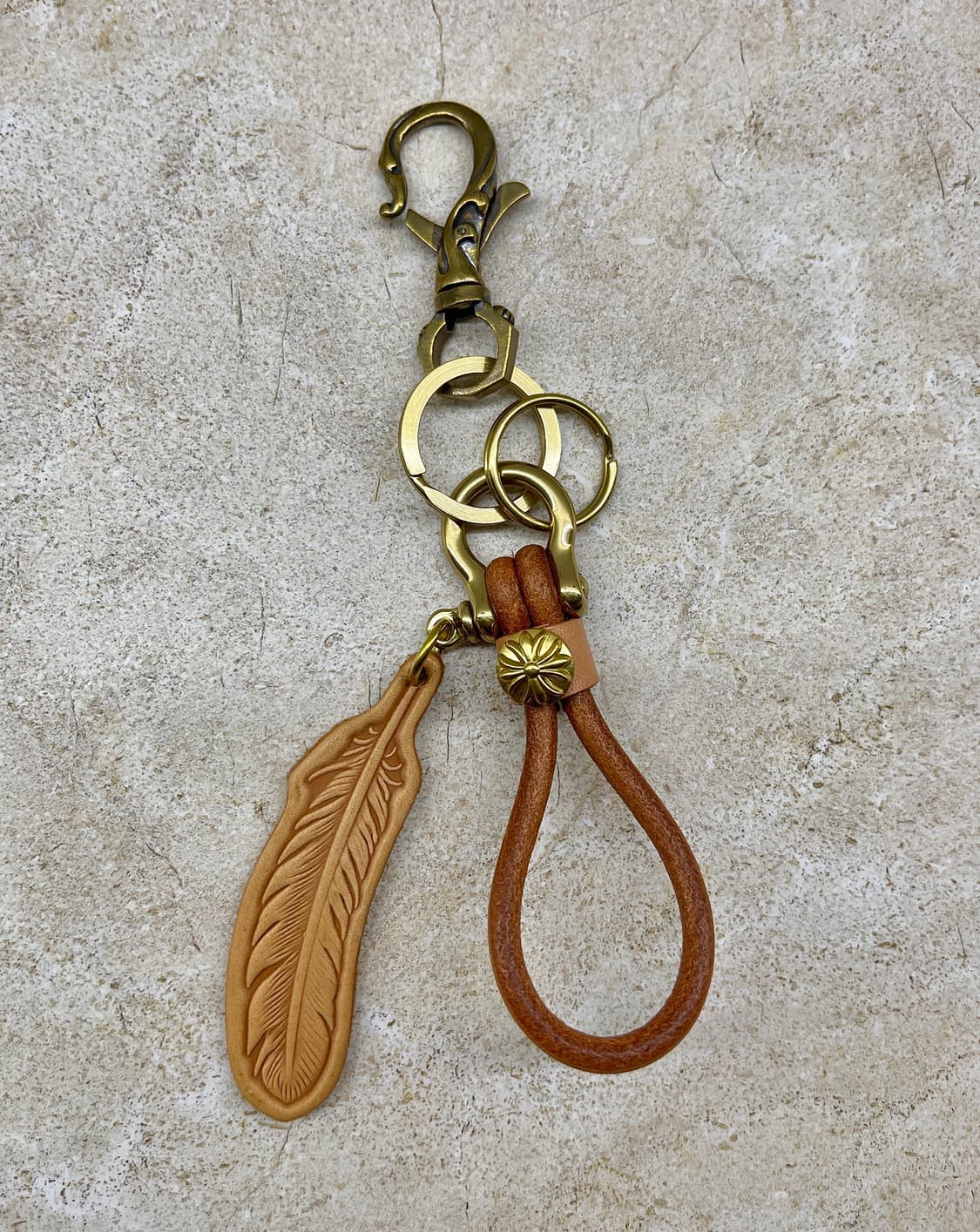 빈티지 브라스 훅 가죽 루프 키링세트 / 아메카지 워크웨어  상품이미지2