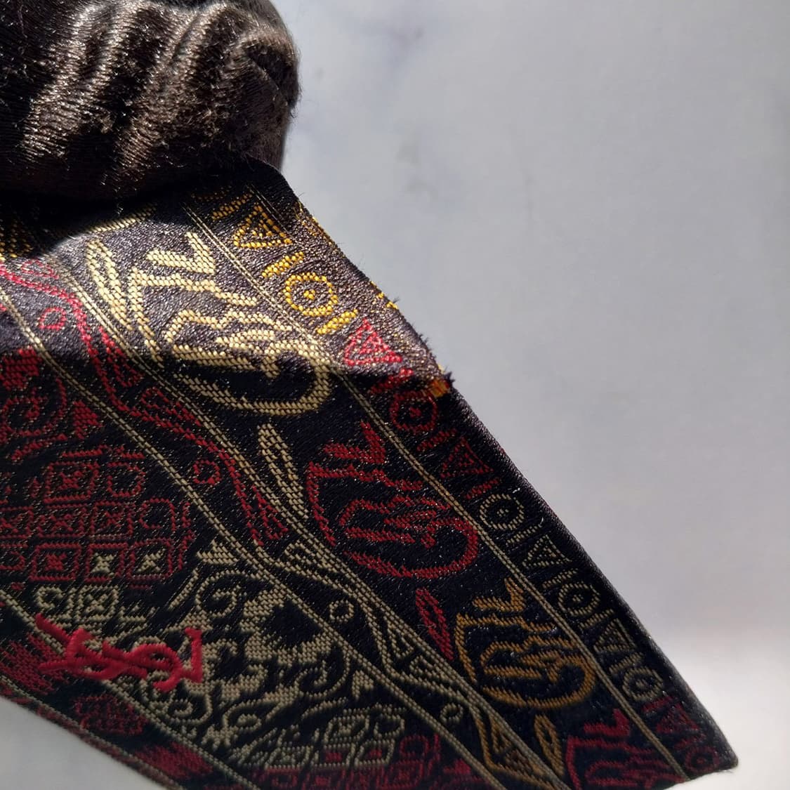 입생로랑 실크 브라운 오리엔탈 패턴 넥타이 9.3cm B등급 K2291 상품이미지5