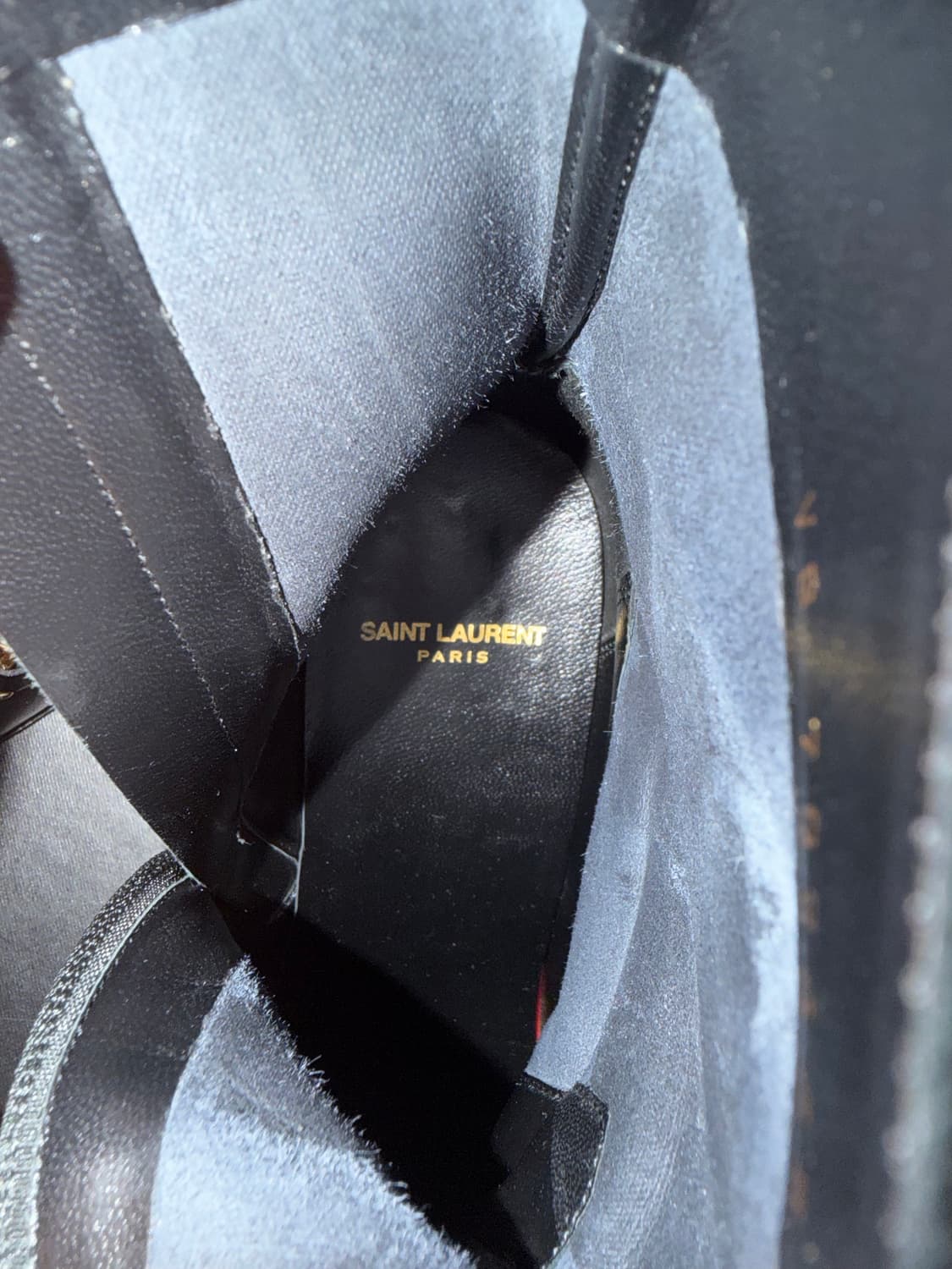 생로랑 75mm 글로시 리플렉티브 어퍼체인 하이힐 부츠 상품이미지6