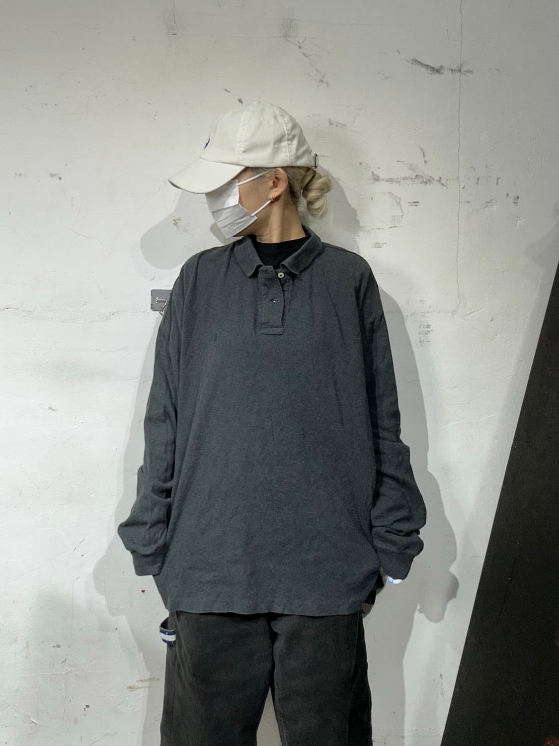 폴로 랄프 로렌 차콜 오버핏 카라 긴팔티 XL 상품이미지2