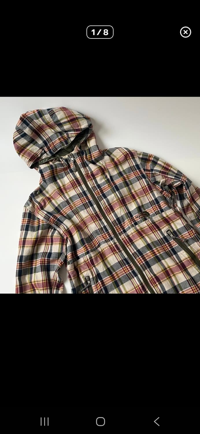 노스페이스 나나미카 퍼플라벨 체크 후드집업 L 상품이미지1