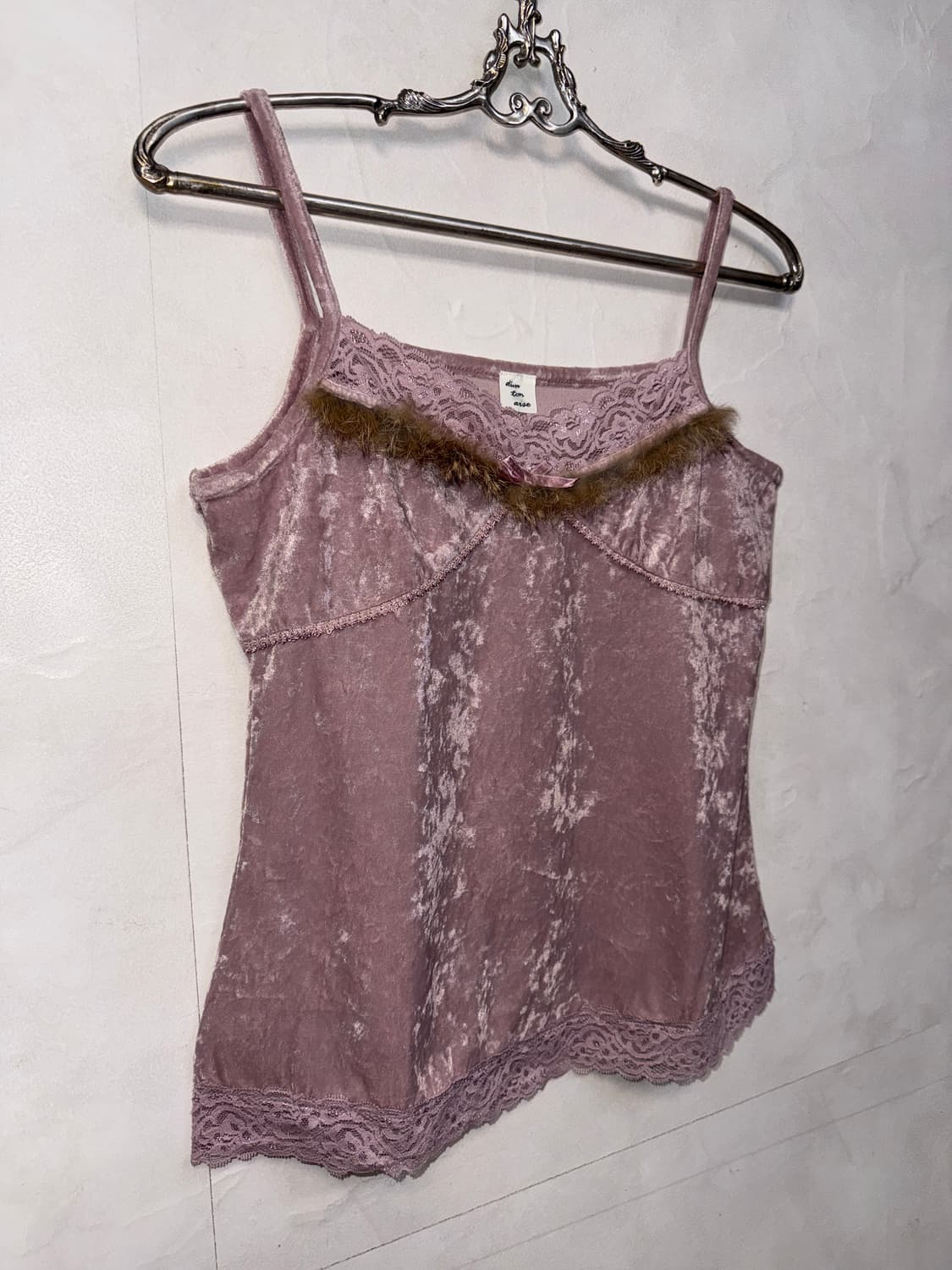 Lavender rabbit fur trimmed velvet 슬리브리스 상품이미지2