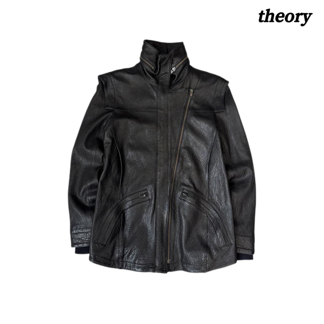 띠어리 리얼레더 사선 락시크 펑크 릭오웬스맛 양가죽 자켓 상품이미지1