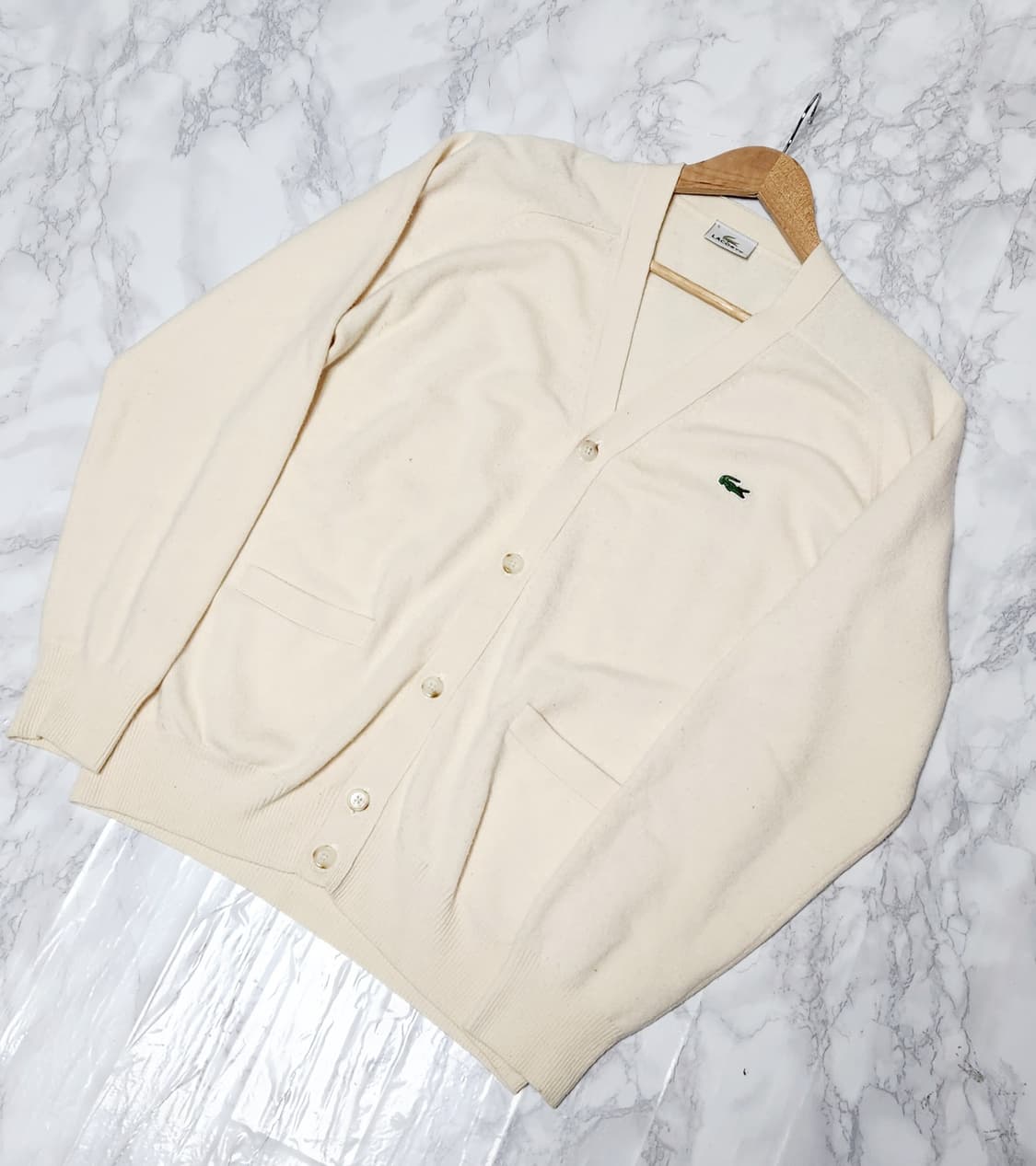 라코스테 연노랑x아이보리 울 가디건 상품이미지2