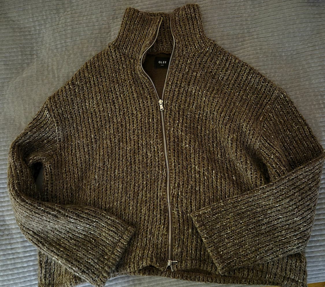 카라 집업 가디건 브라운 상품이미지1