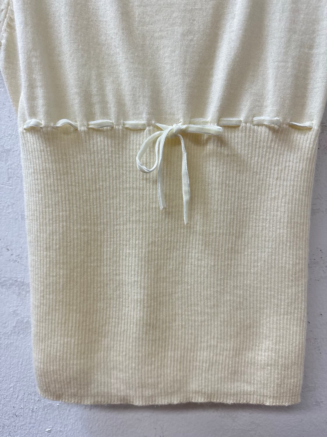 일본빈티지 FEROUX 울 100% 비즈 디테일 반팔 니트 탑 상품이미지3