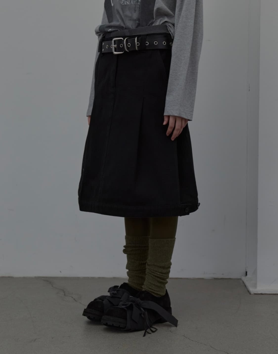 LCDC cotton tailored midi skirt (black) 상품이미지2