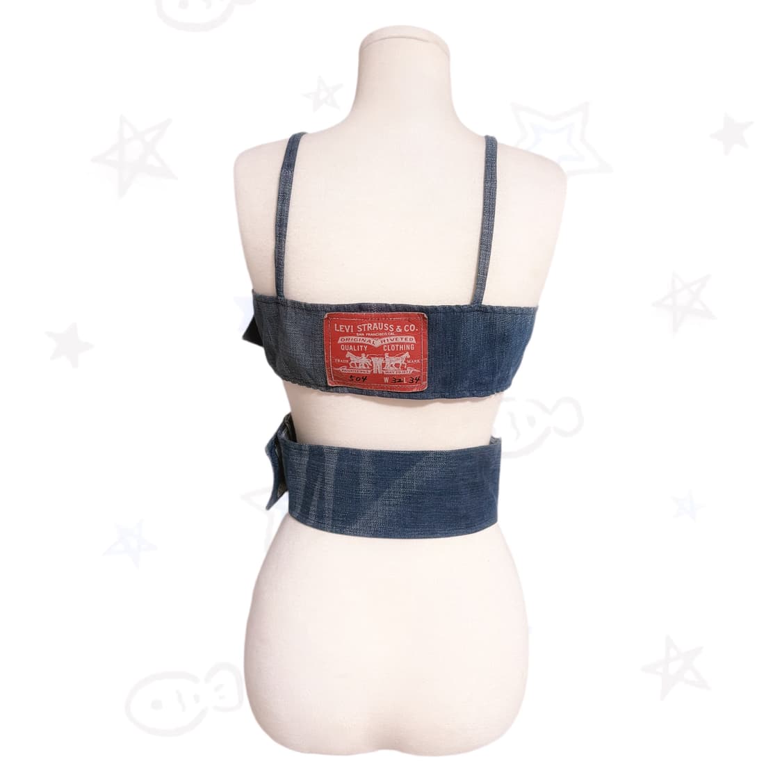 뉴스스 중청 데님 리바이스 리본 포인트 디테일 커스텀 뷔스티에 상품이미지3