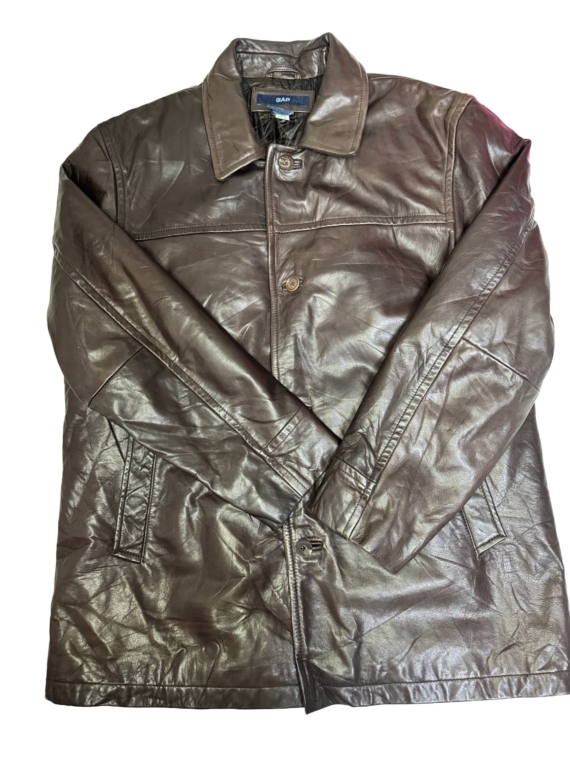 빈티지 90s 올드갭 GAP 레더(소가죽) 갭 카코트 브라운 XL 상품이미지4