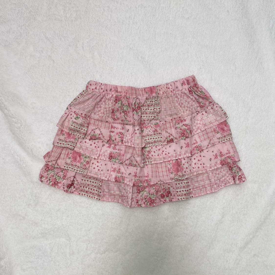 빈티지 프린팅 패치 캉캉 스커트 핑크 /모리 모리걸 상품이미지6