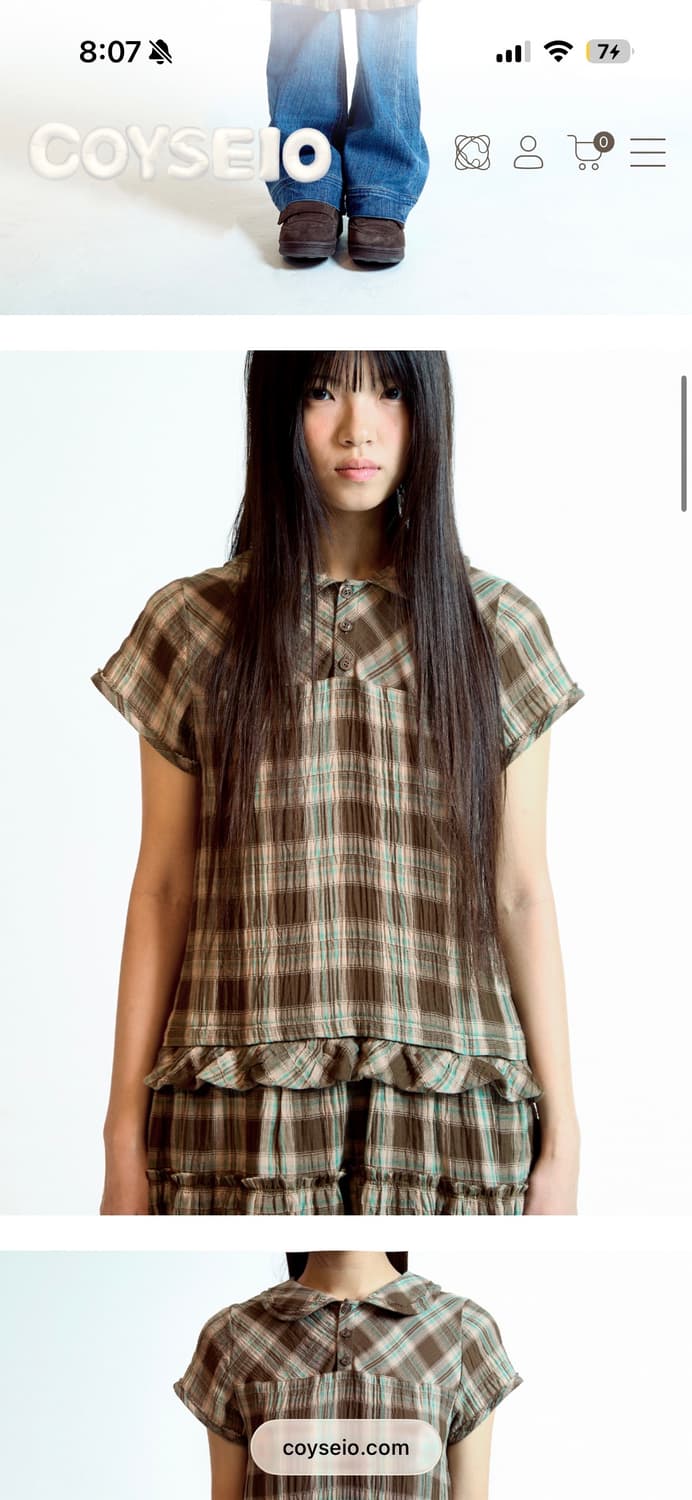 코이세이오 2사이즈 로우엣지 미디 체크원피스 브라운 상품이미지3