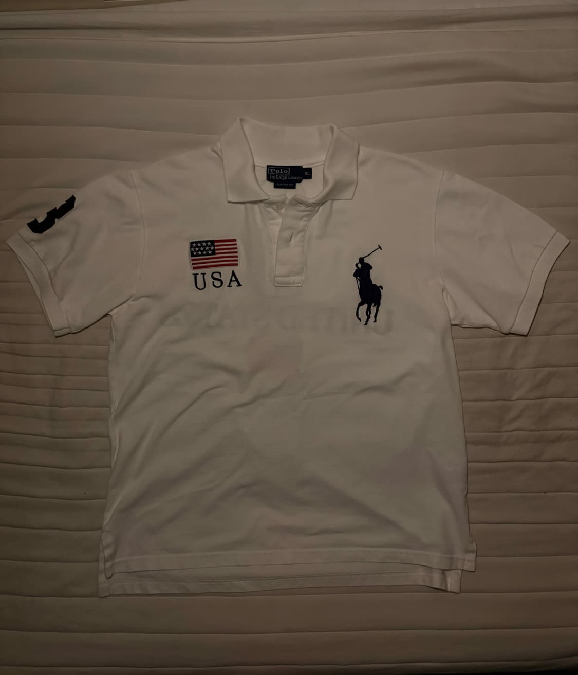 폴로 빅포니 성조기 USA 카라티🇺🇸 화이트 상품이미지1