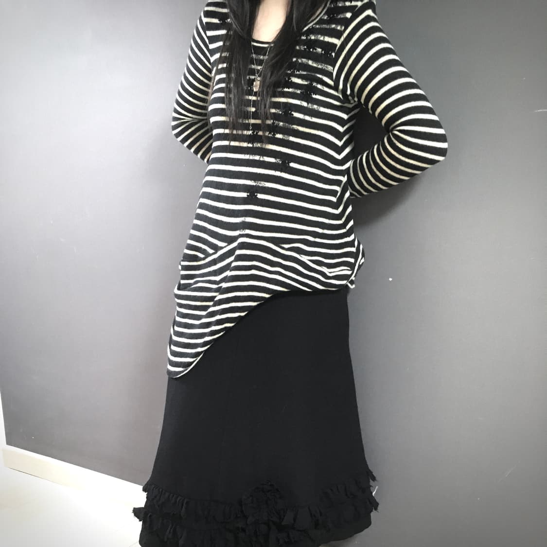 Gomme 고무 드레이프 스트라이프 니트 상품이미지4