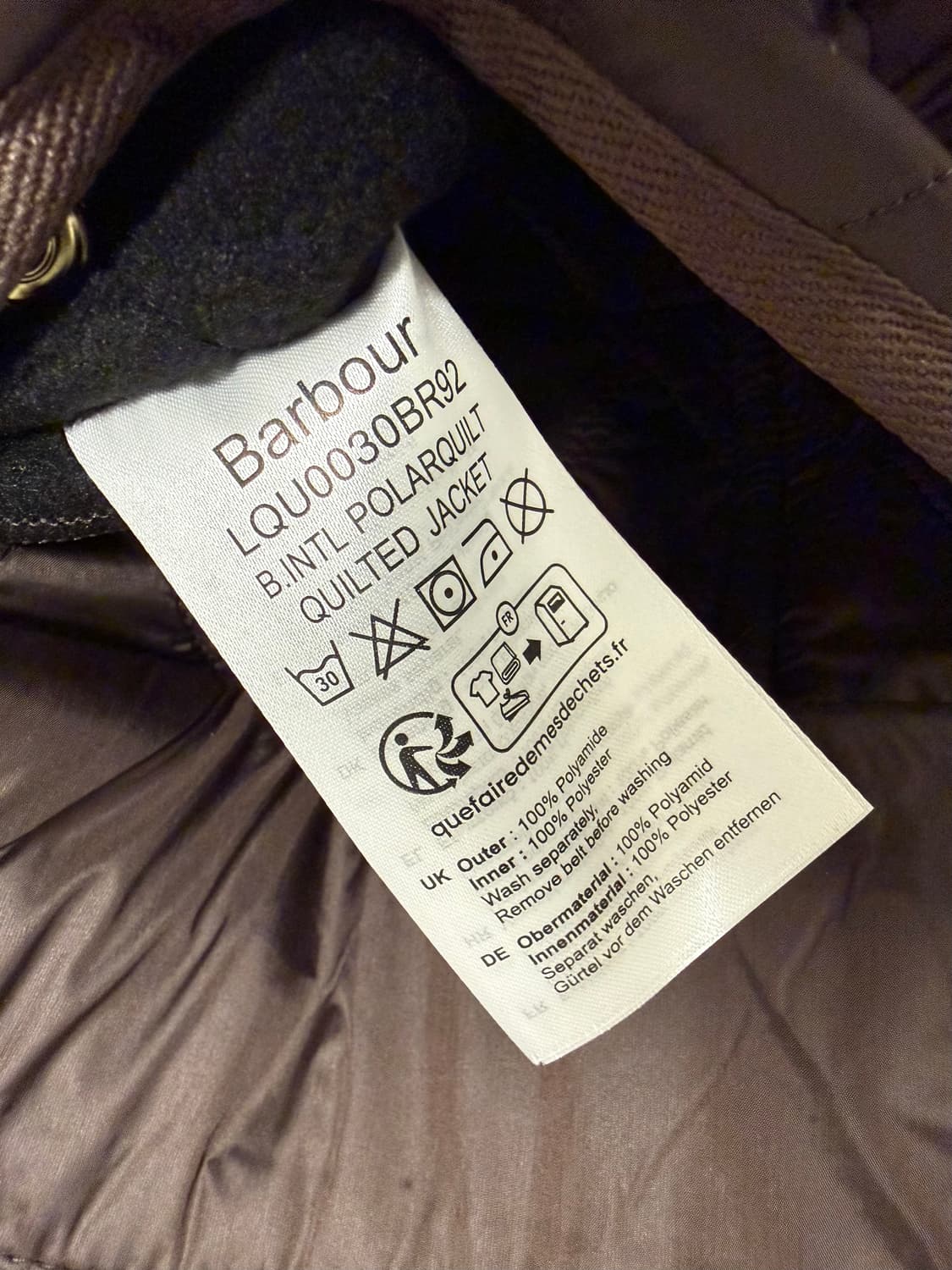 바버 인터네셔눌 폴라퀼팅 자켓 브라운 상품이미지6