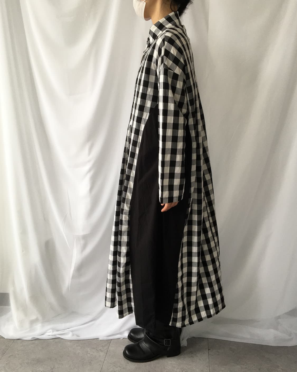 Flare line point check pattern shirt lon 상품이미지7