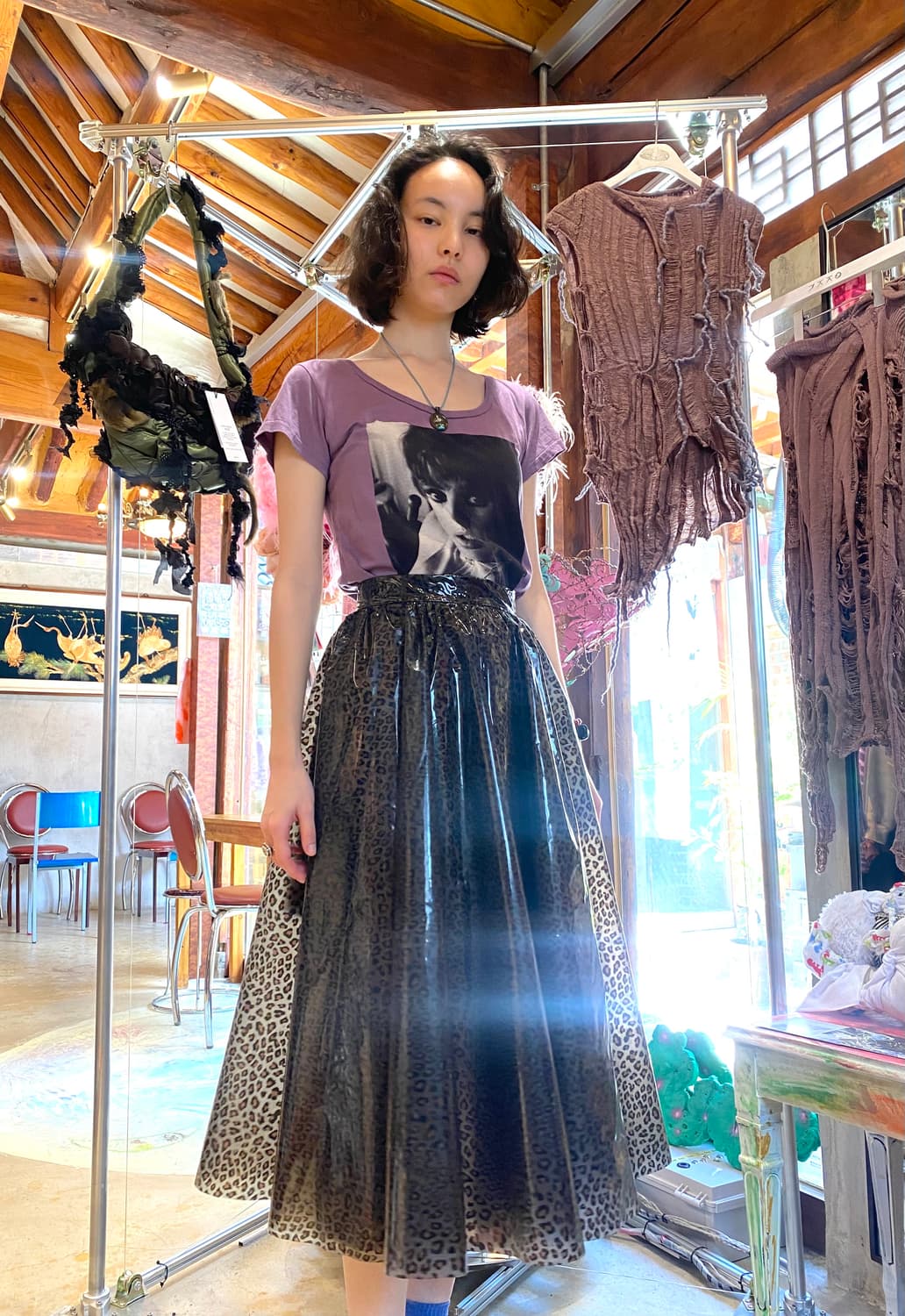 [Archive] MSGM -레오파드(호피) PVC 미디 플레어스커트 상품이미지4