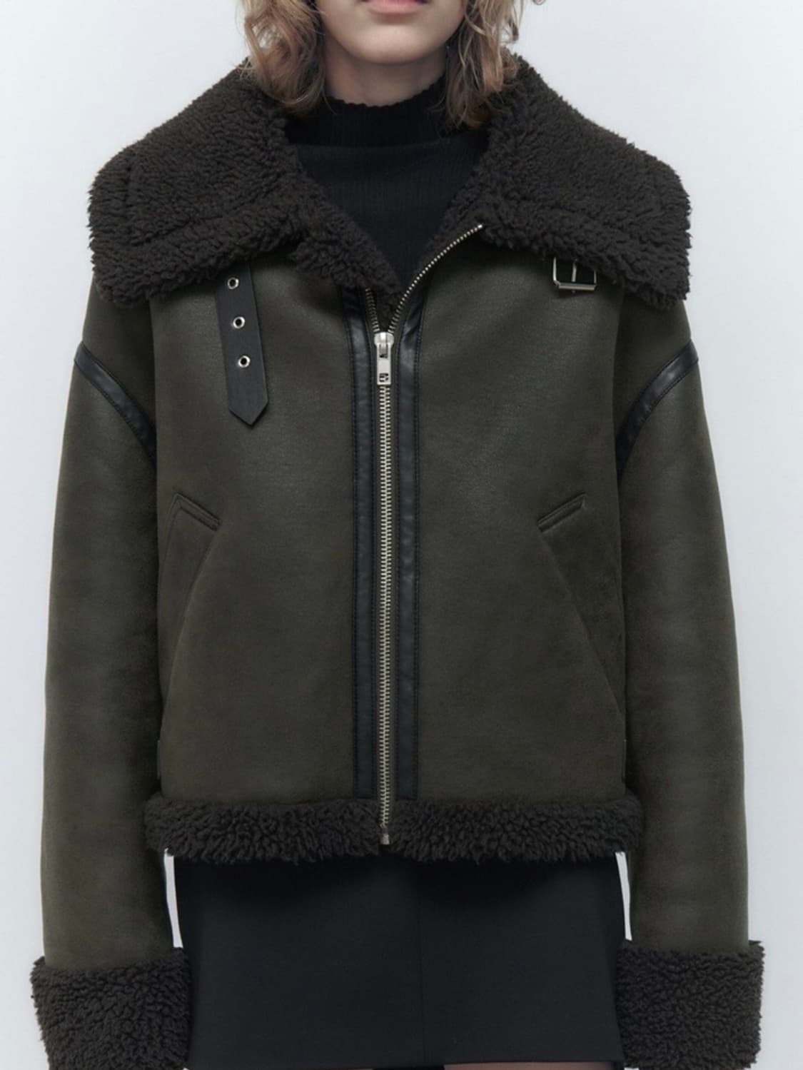 Zara 카키 무스탕 / 자라 더블 페이스드 무스탕 상품이미지2