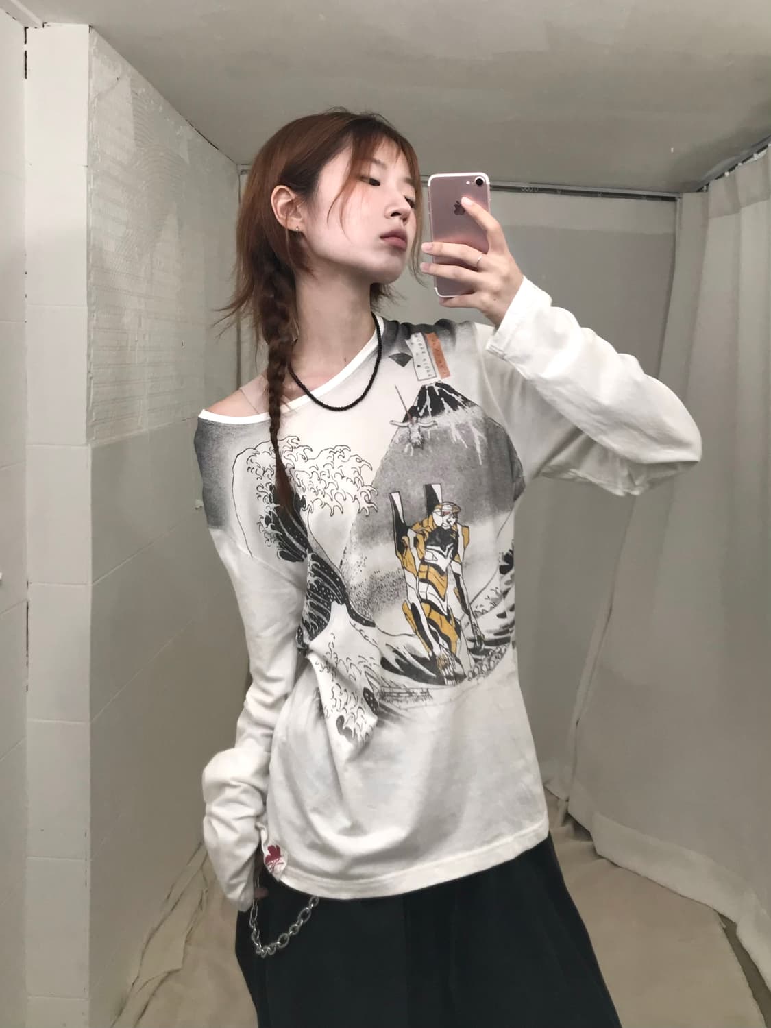 빈티지 에반게리온 롱기누스의 창 프린팅 롱슬리브 티셔츠 상품이미지3