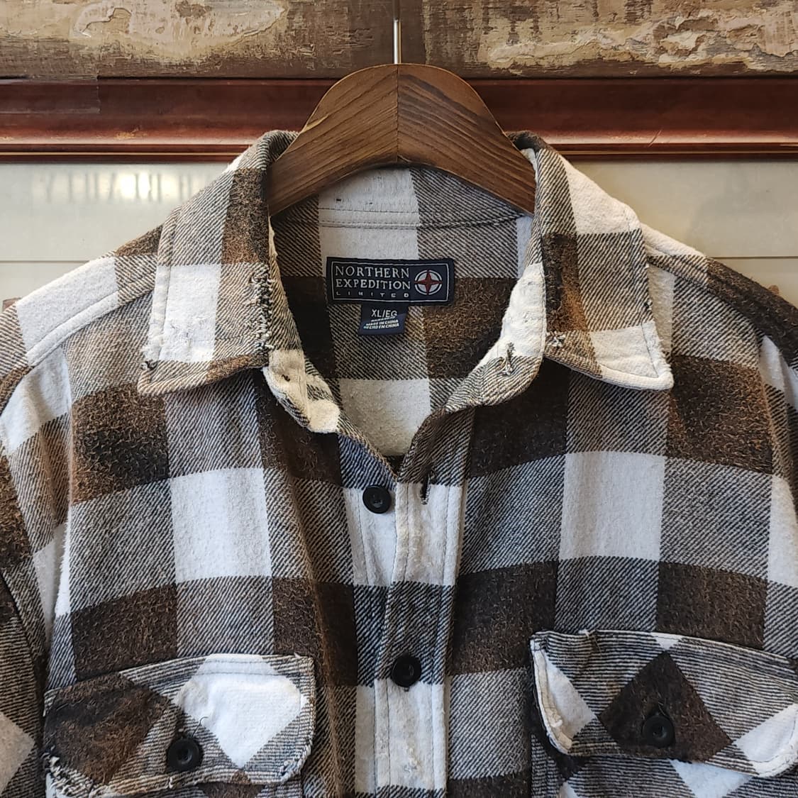 90s 아메리칸 빈티지 체크셔츠 헤비 플란넬 워크셔츠 윈도우 체크 xl 상품이미지3