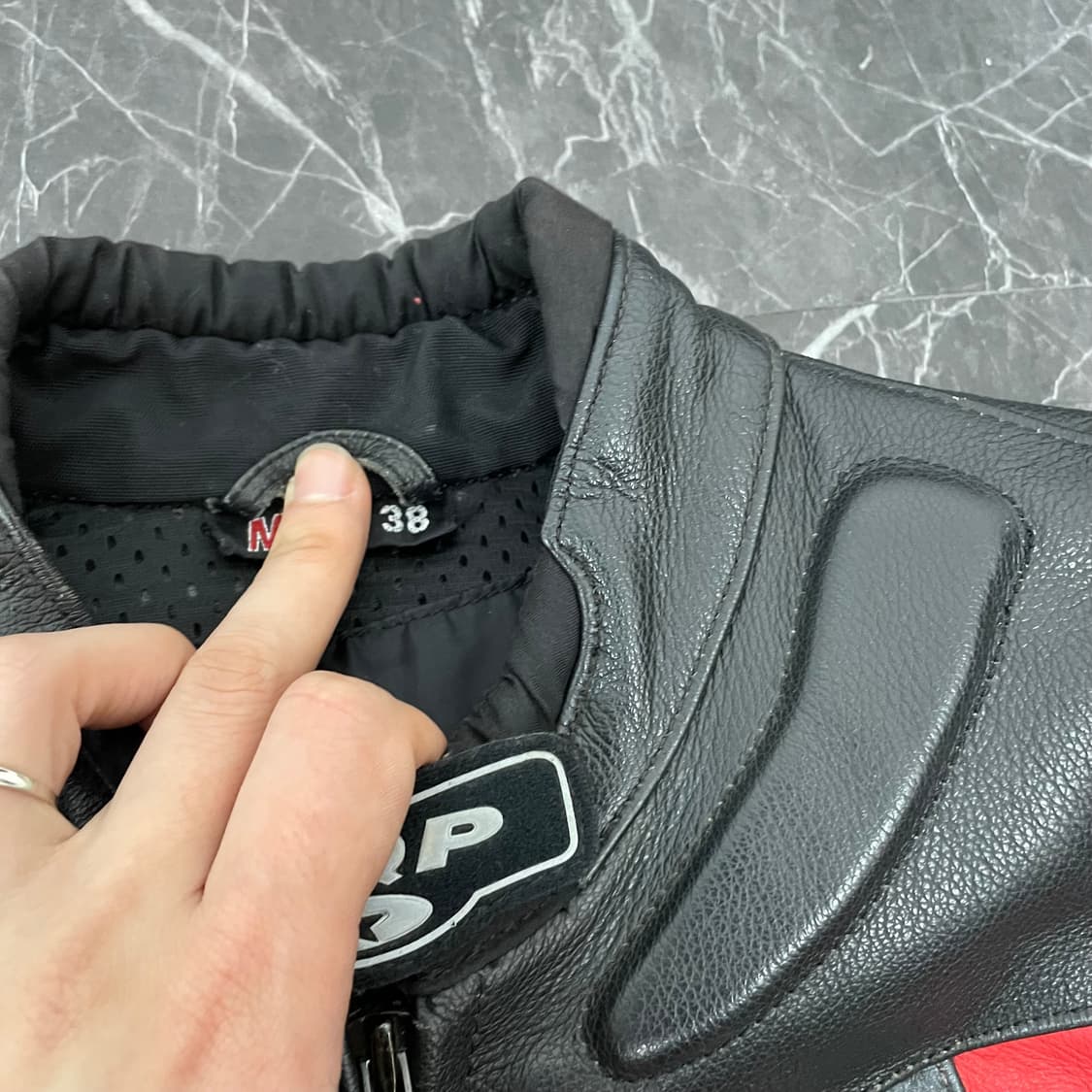 MQP 소가죽 패치워크 레이싱 자켓 상품이미지8