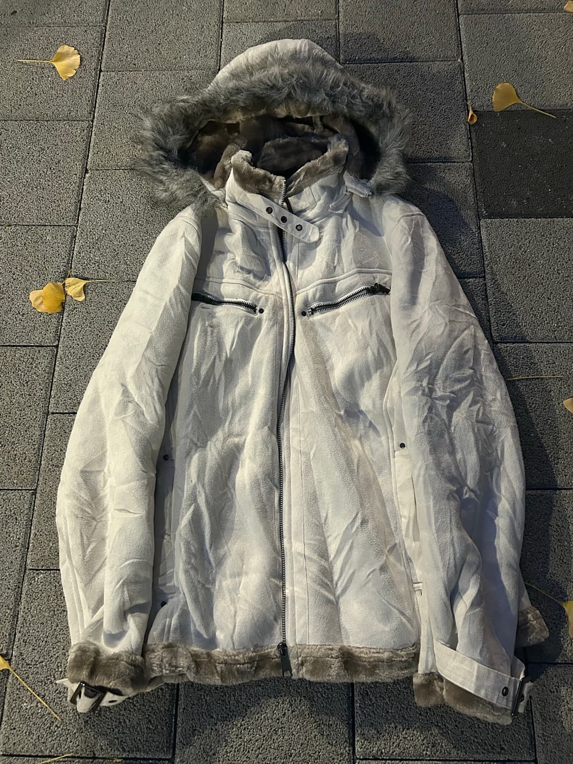 2000s JPN v-kei 화이트 퍼 무스탕 자켓 상품이미지2