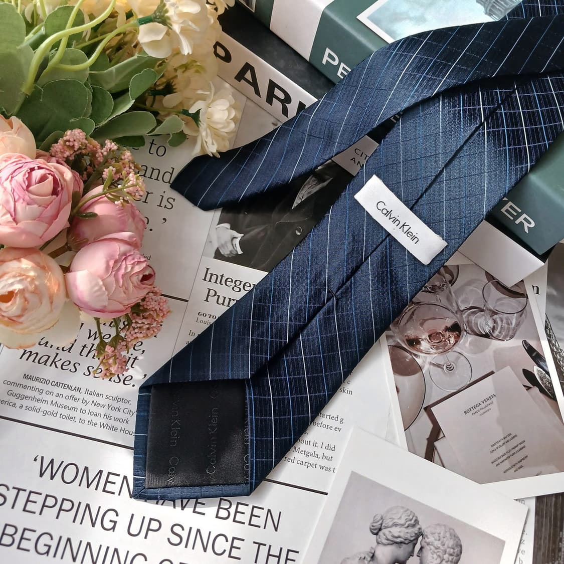 켈빈클라인 실크 네이비 스트라이프 넥타이 8cm A+등급 E889
 상품이미지5