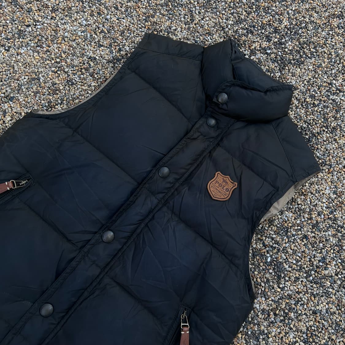 폴로 랄프로렌 덕다운 가죽패치 로고 조끼 패딩 상품이미지2