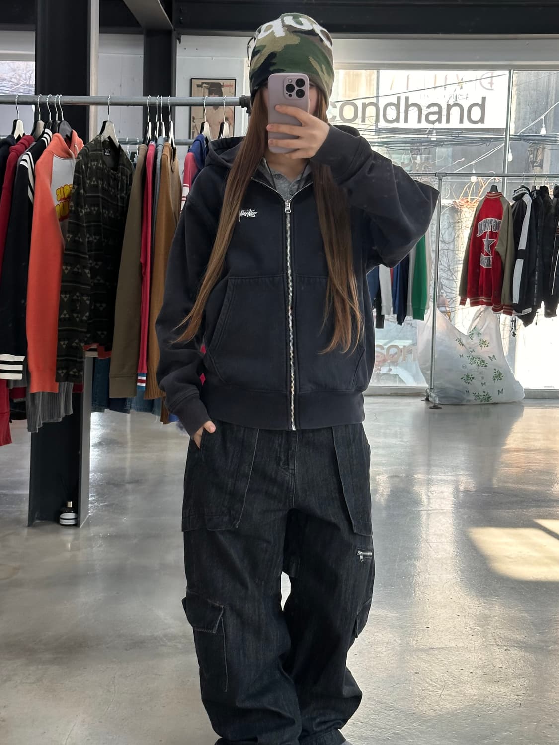 스투시 피그먼트워시드 다이드 후드집업 상품이미지2