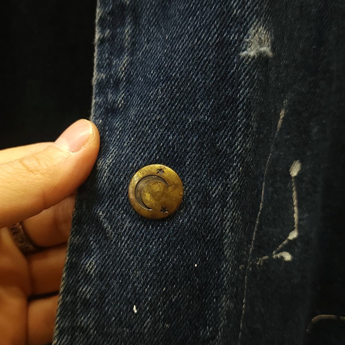 90s 빈티지 데님 바시티 자켓 엠브로이더리 페인팅 m 상품이미지8