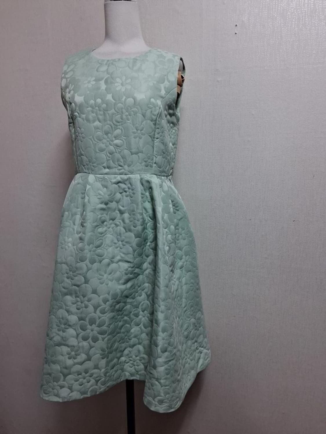 일본빈티지 mikiflle 입체플라워 패턴 민트 민소매원피스 하객룩원피스 상품이미지1