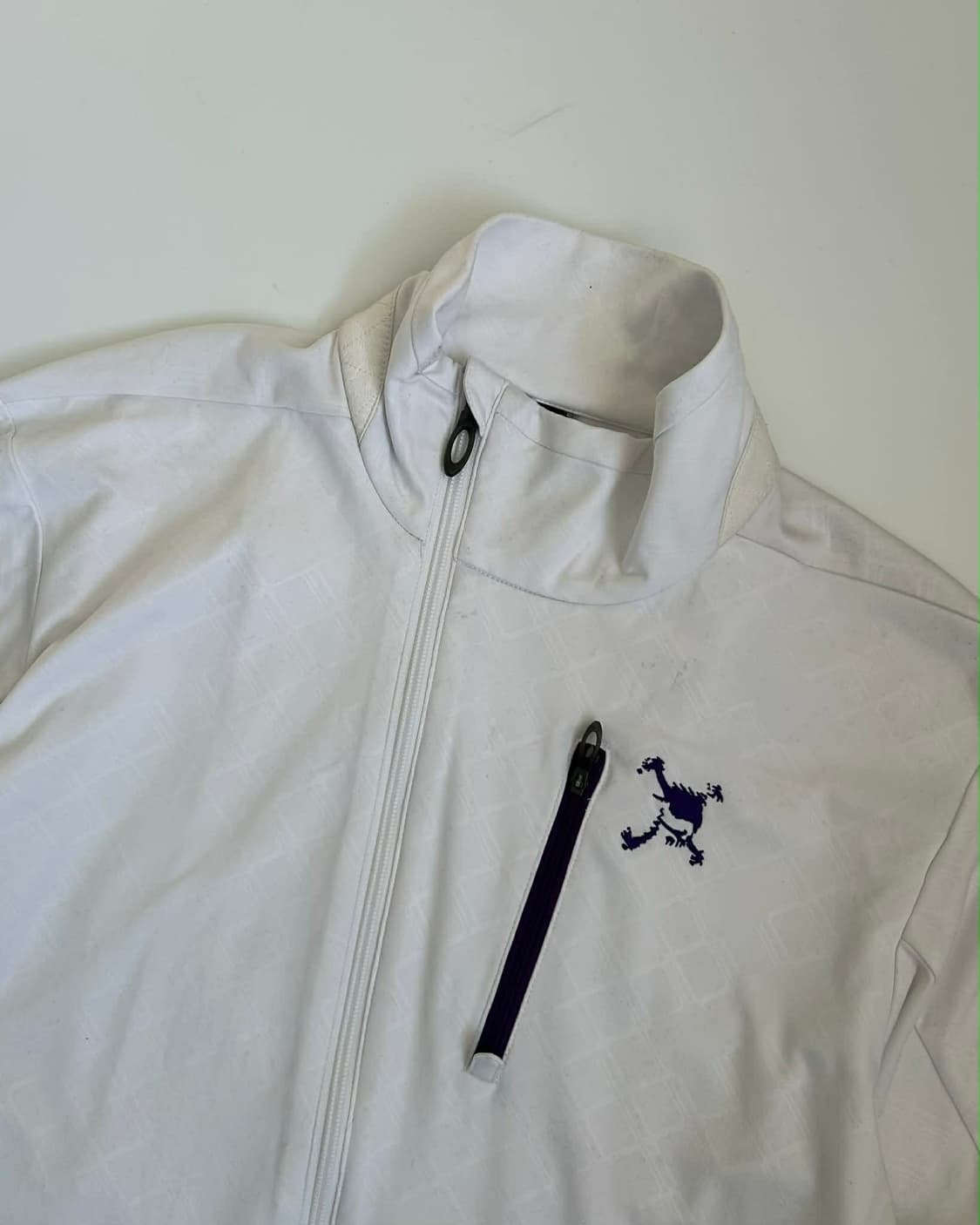 [M] 오클리 스컬 비대칭 화이트 러닝 집업 트레이닝 탑 져지 상품이미지2