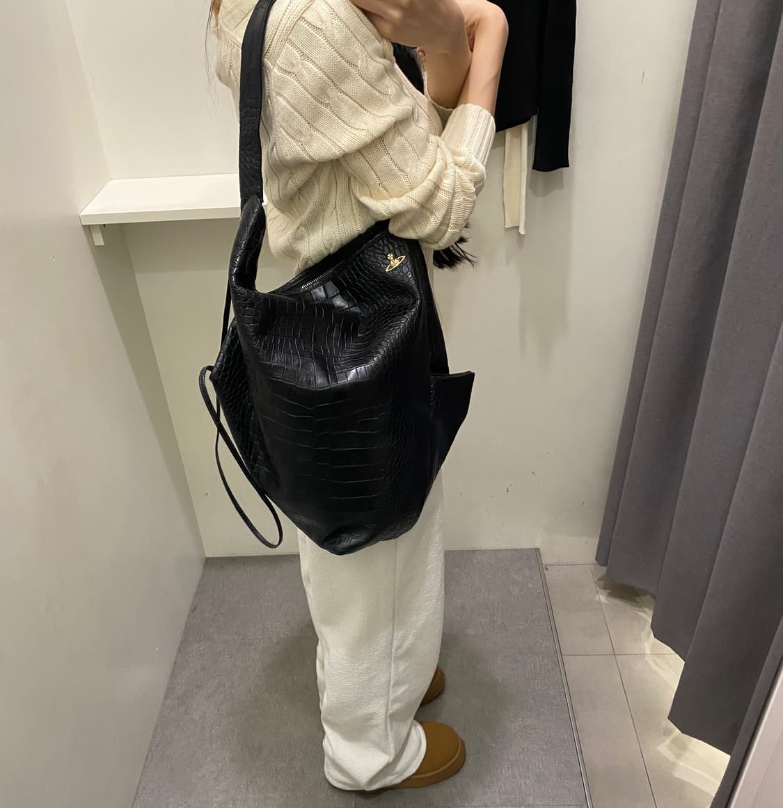 Rare 비비안웨스트우드 블랙 크로크 숄더백 상품이미지5