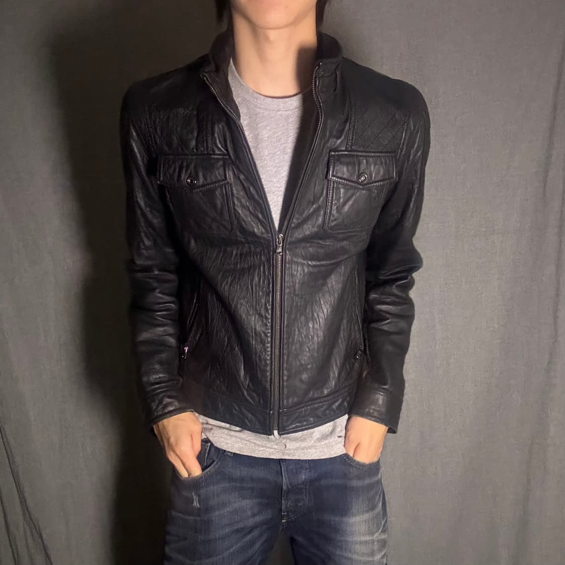 빈티지 블랙 양가죽 자켓 상품이미지2